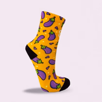 Rude Socks - Eggplant Yellow